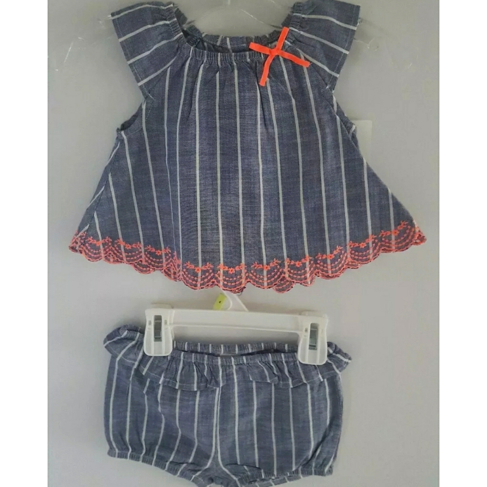 Oshkosh B'gosh chambray stripe 2 piece set 6 month